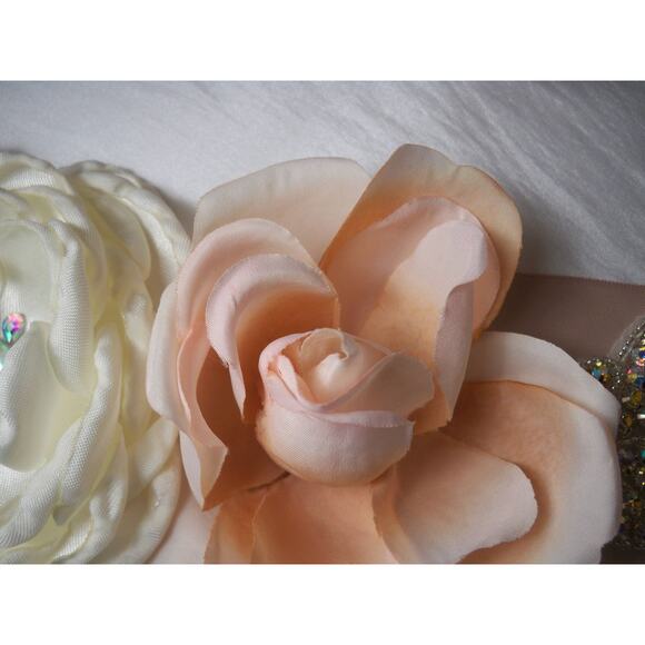 Blush AB Rhinestone Floral Appliqued Bridal Wedding MOB Prom Party Formal Belt - Picture 5 of 6